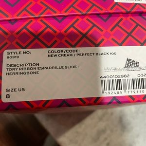 Tory Burch Ribbon Espadrille Slide- herringbone size 8